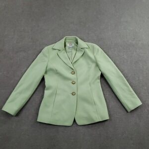 Vintage Talbots Blazer Womens Size 2 Petites Green Wool Cashmere Lined Button